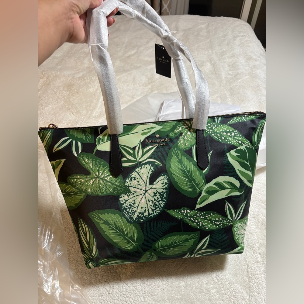kate spade green foliage medium kitt tote bag
